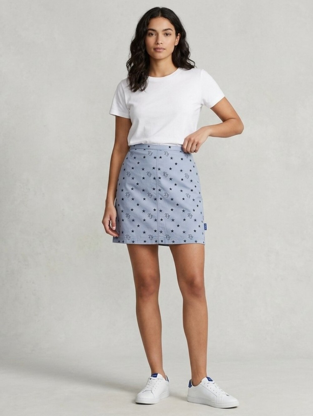 Vintage 90's Tommy Hilfiger Jeans Woven Cotton Navy Stars Mini Skirt Size 11/31